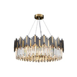 Modern Black and Gold Crystal Block Drum Chandelier Image - 3