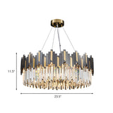 Modern Black and Gold Crystal Block Drum Chandelier #size