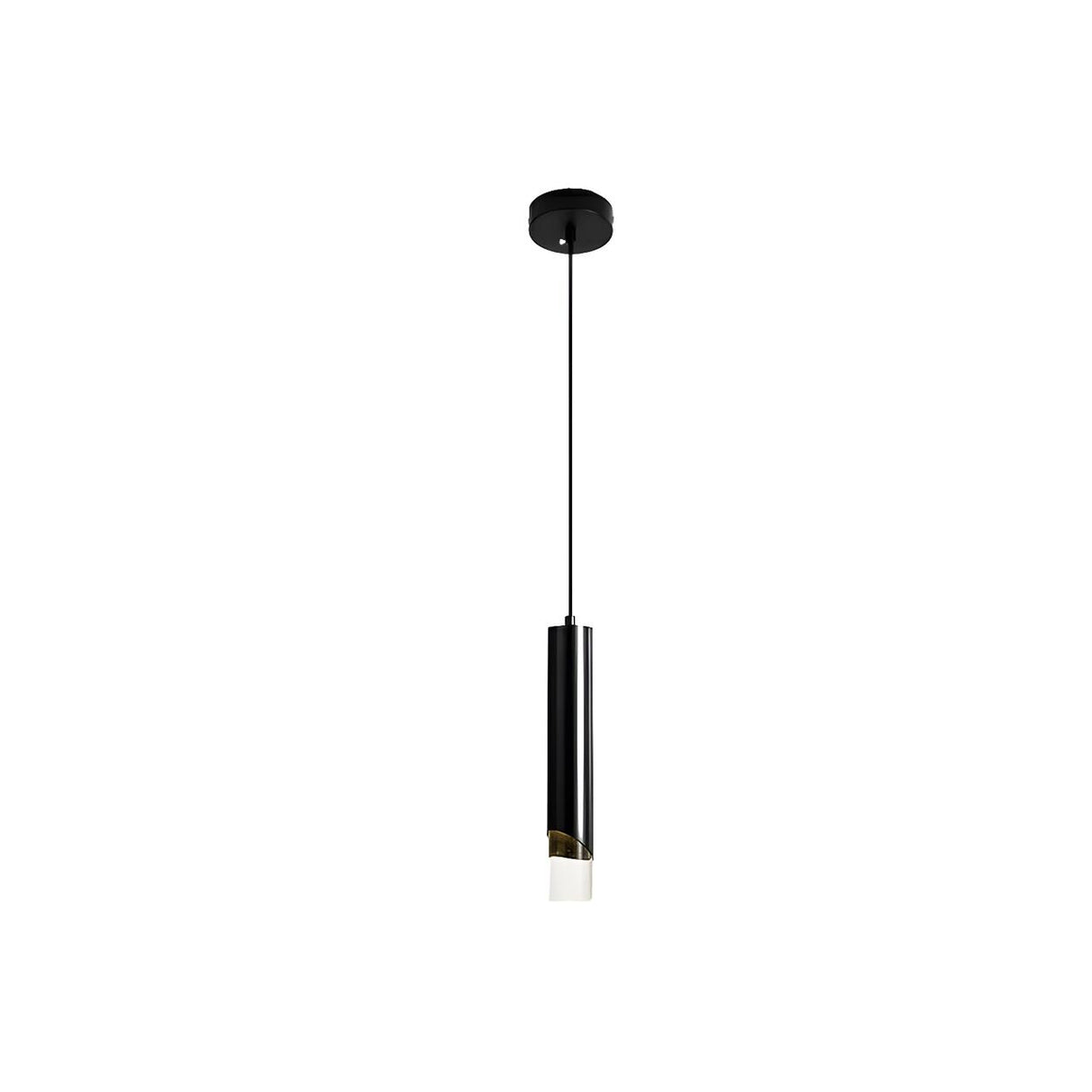 Modern Black and Gold Cylinder Bedroom Pendant Light Image - 7