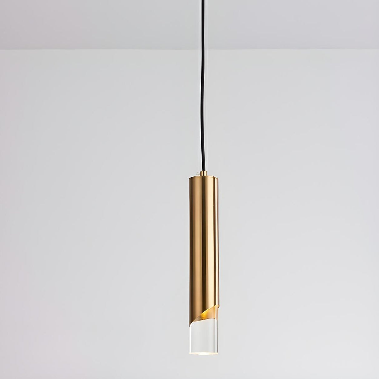 Modern Black and Gold Cylinder Bedroom Pendant Light Image - 8