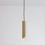 Modern Black and Gold Cylinder Bedroom Pendant Light Image - 8