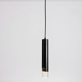 Modern Black and Gold Cylinder Bedroom Pendant Light Image - 9