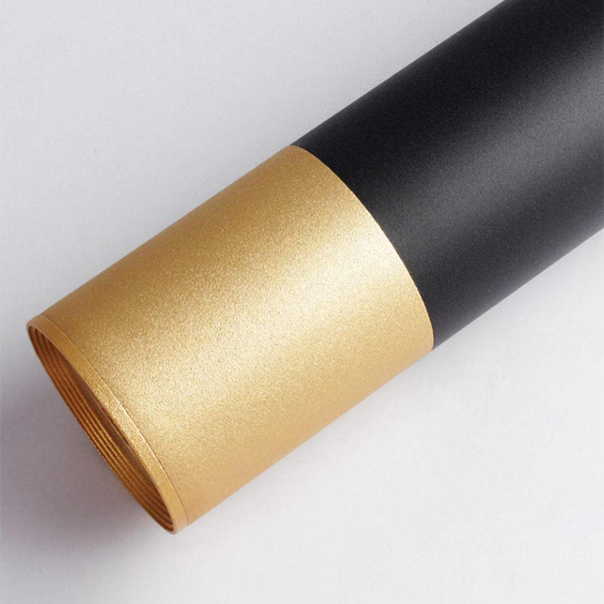 Modern Black and Gold Cylindrical Bedroom Pendant Light Image - 10