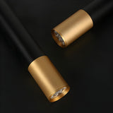 Modern Black and Gold Cylindrical Bedroom Pendant Light Image - 12