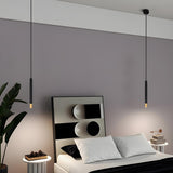 Modern Black and Gold Cylindrical Bedroom Pendant Light Image - 4