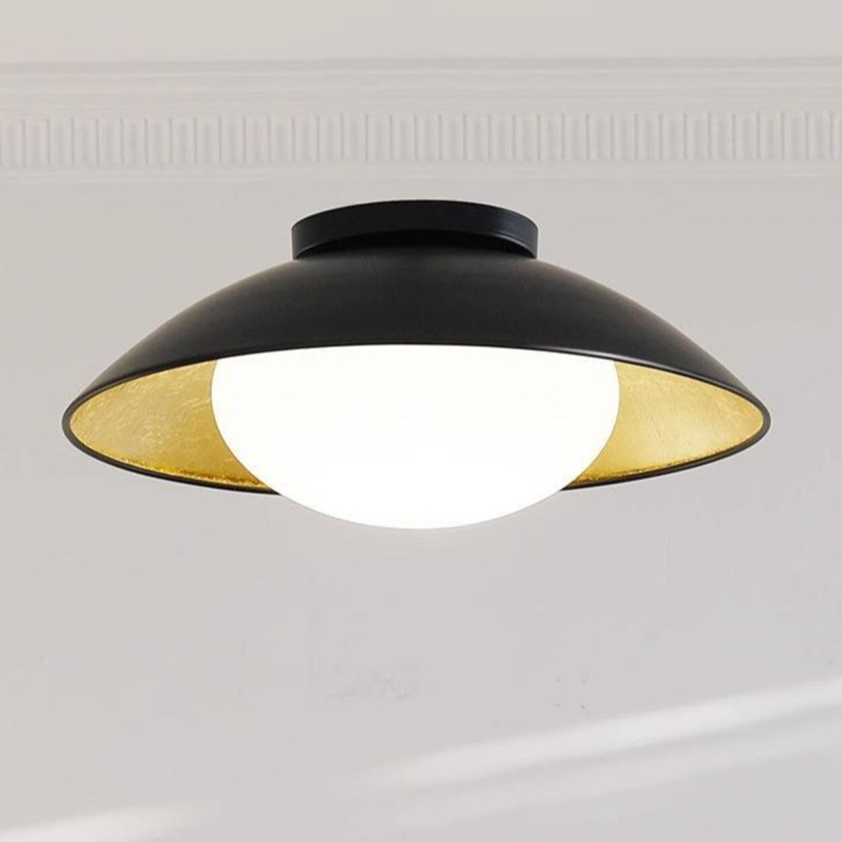 Modern Black and Gold Dome LED Semi Flush Mount Light  Image - 10