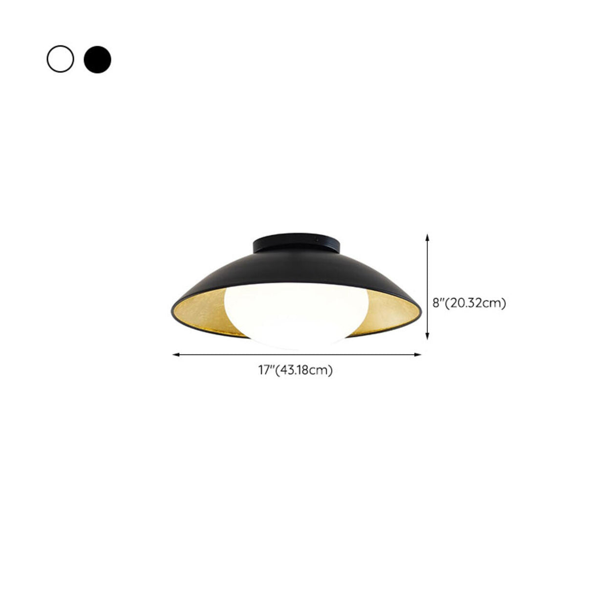 Modern Black and Gold Dome LED Semi Flush Mount Light  