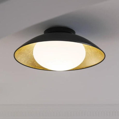 Modern Black and Gold Dome LED Semi Flush Mount Light  Image - 2