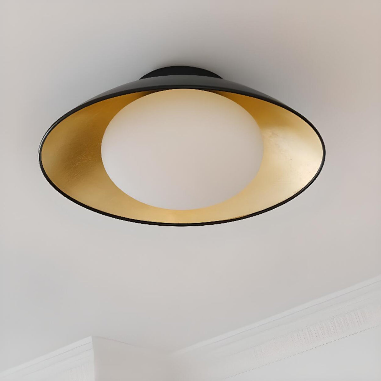 Modern Black and Gold Dome LED Semi Flush Mount Light  Image - 3