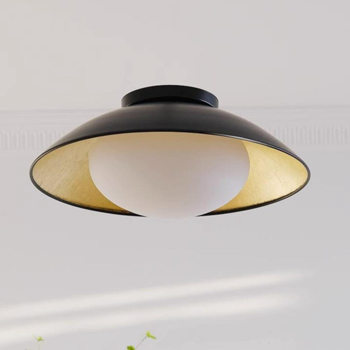 Modern Black and Gold Dome LED Semi Flush Mount Light  Image - 4