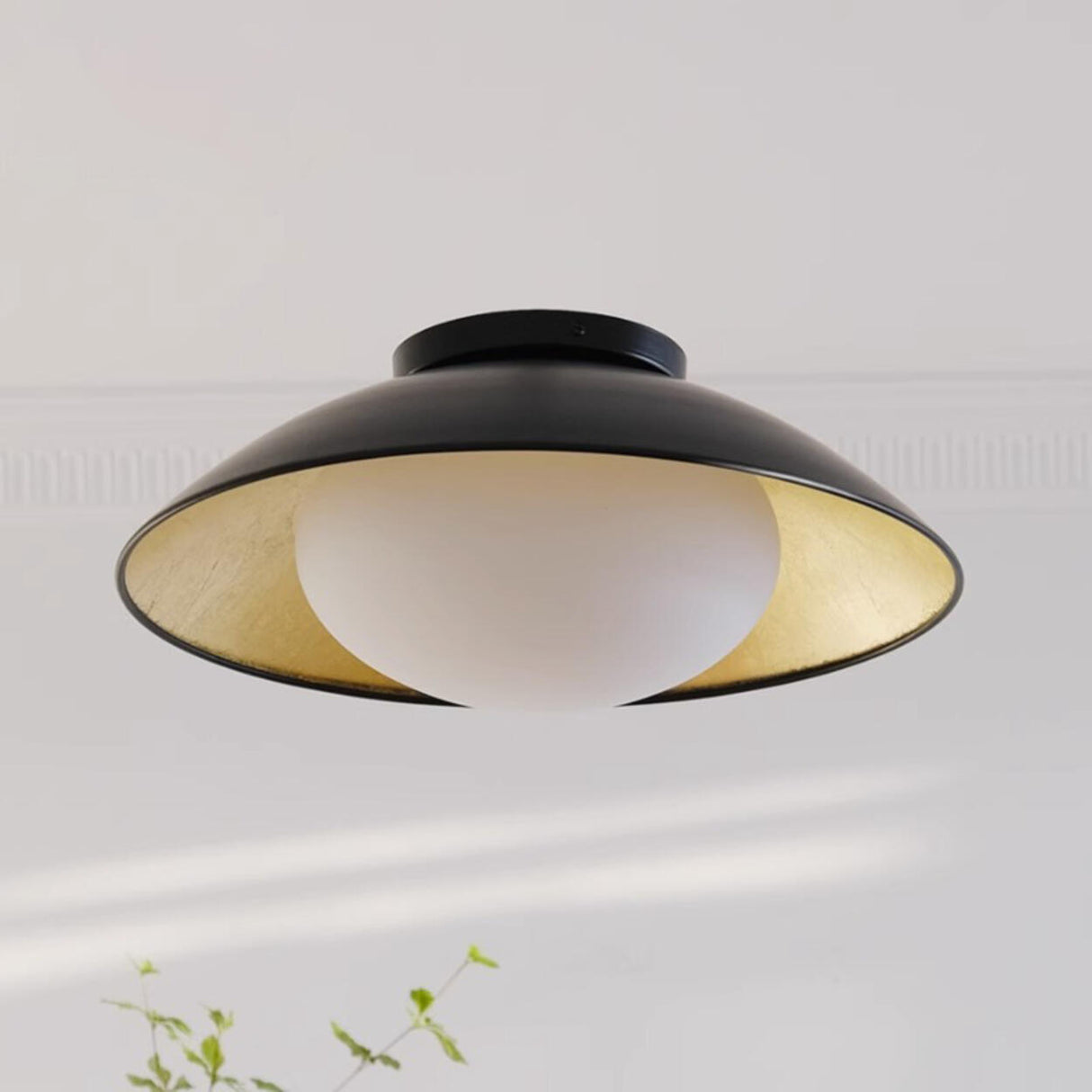 Modern Black and Gold Dome LED Semi Flush Mount Light  Image - 6