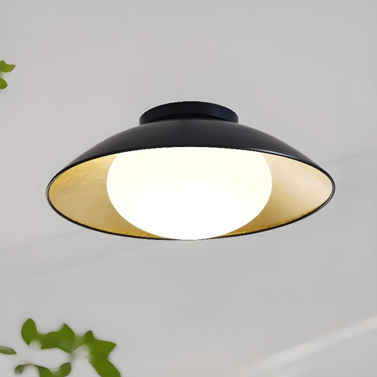 Modern Black and Gold Dome LED Semi Flush Mount Light  Image - 8