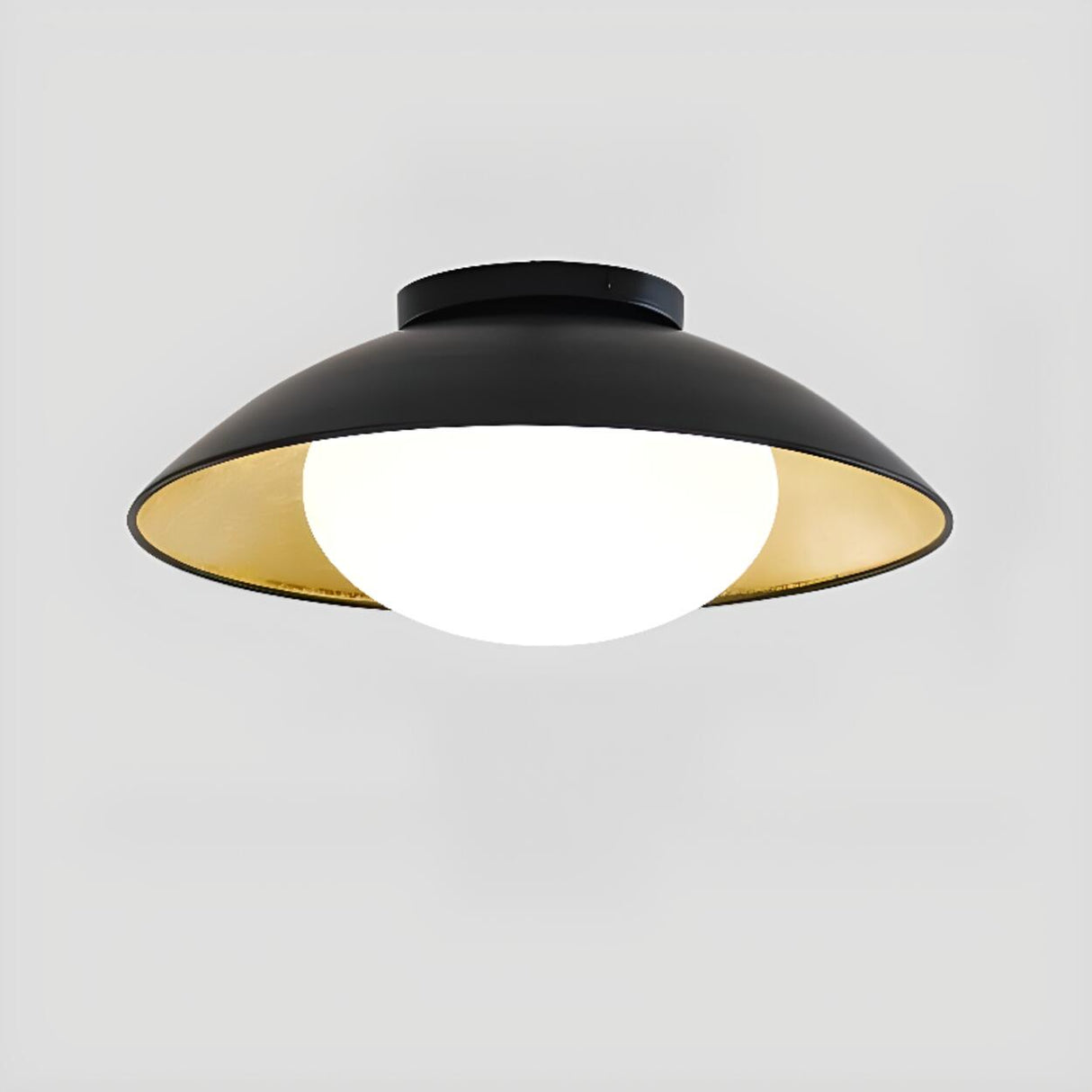 Modern Black and Gold Dome LED Semi Flush Mount Light  Image - 9