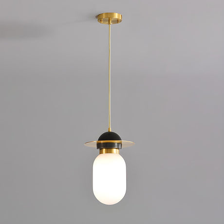 Modern Black and Gold Oval Pill Capsule Pendant Light Image - 3