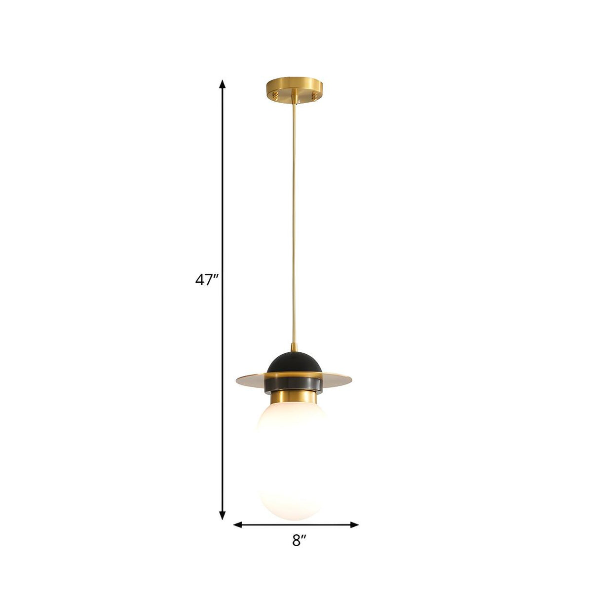 Modern Black and Gold Oval Pill Capsule Pendant Light 