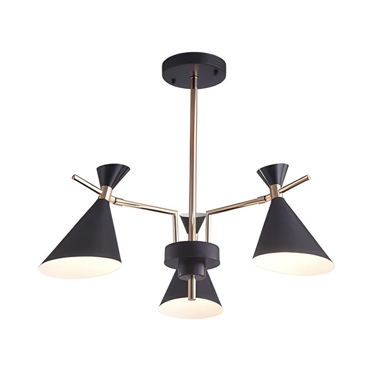 Modern Black and White Cone Hourglass Pendant Chandelier Image - 1