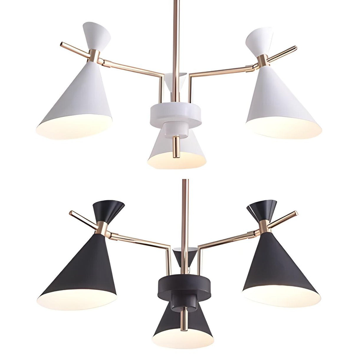 Modern Black and White Cone Hourglass Pendant Chandelier Image - 2