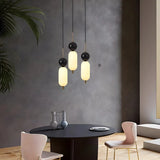 Modern Black and White Cylinder Dining Room Pendant Light Image - 1