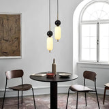 Modern Black and White Cylinder Dining Room Pendant Light Image - 4