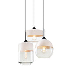 Modern Black and White Glass Geometric Pendant Light Set Image - 12