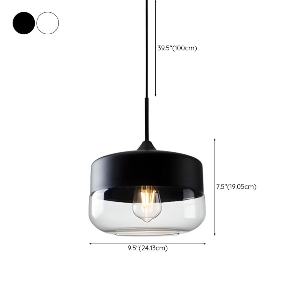 Modern Black and White Glass Geometric Pendant Light Set 