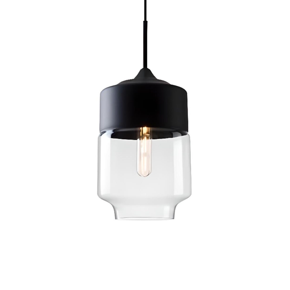 Modern Black and White Glass Geometric Pendant Light Set Image - 3