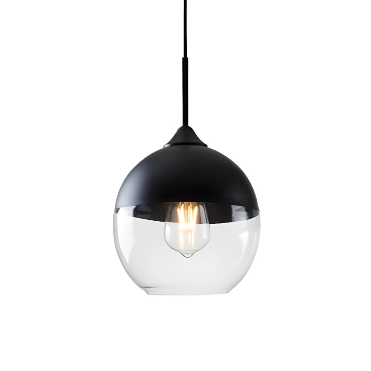 Modern Black and White Glass Geometric Pendant Light Set Image - 6