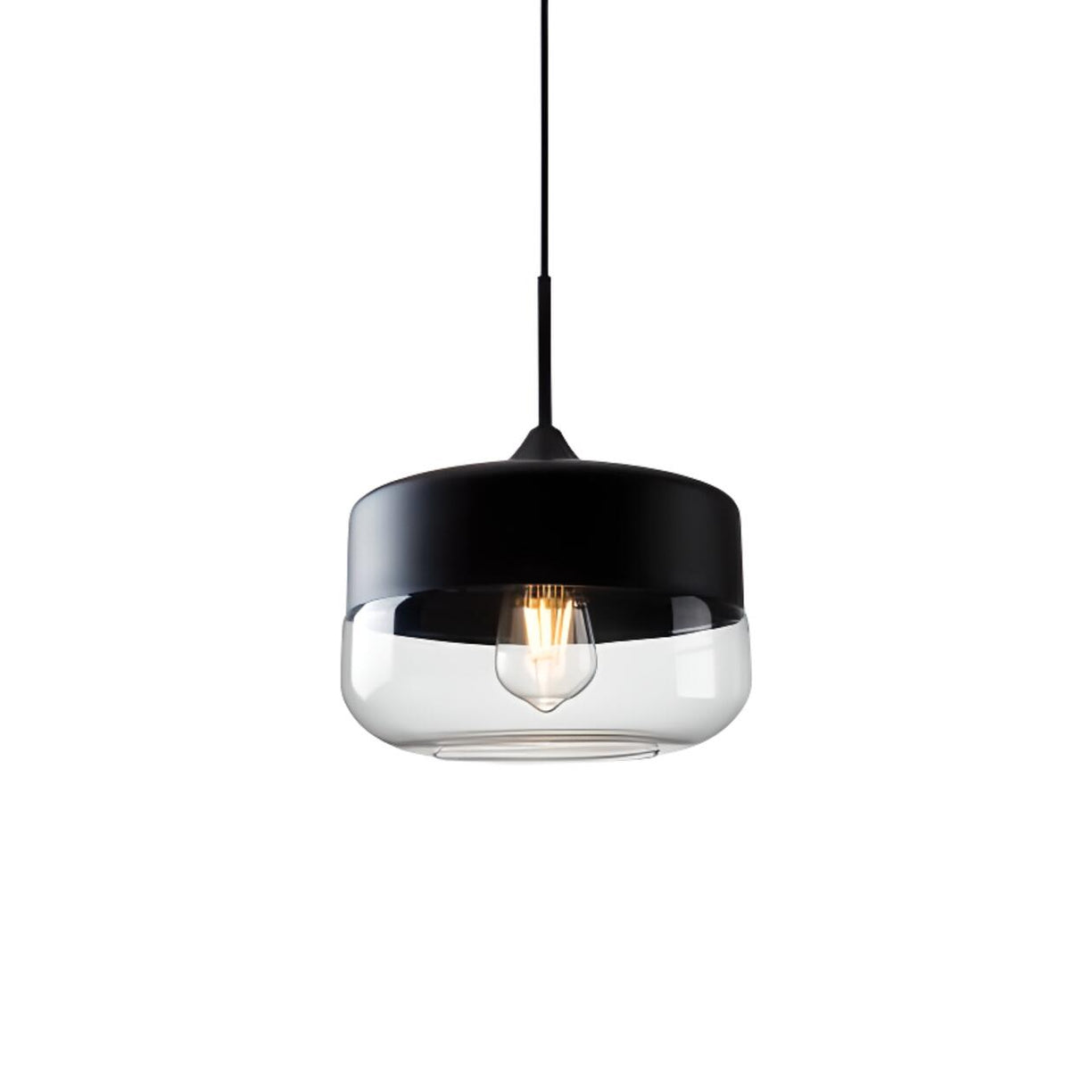 Modern Black and White Glass Geometric Pendant Light Set Image - 7