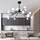 Modern Black and White Glass Globe Sputnik Chandelier Image - 1