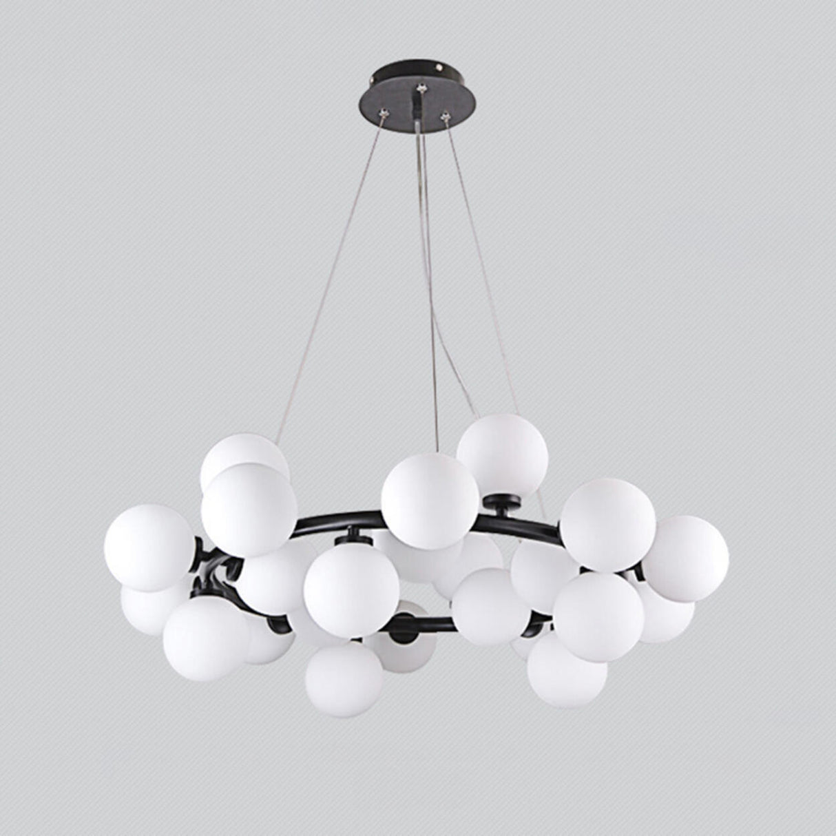 Modern Black and White Glass Globe Sputnik Chandelier Image - 2