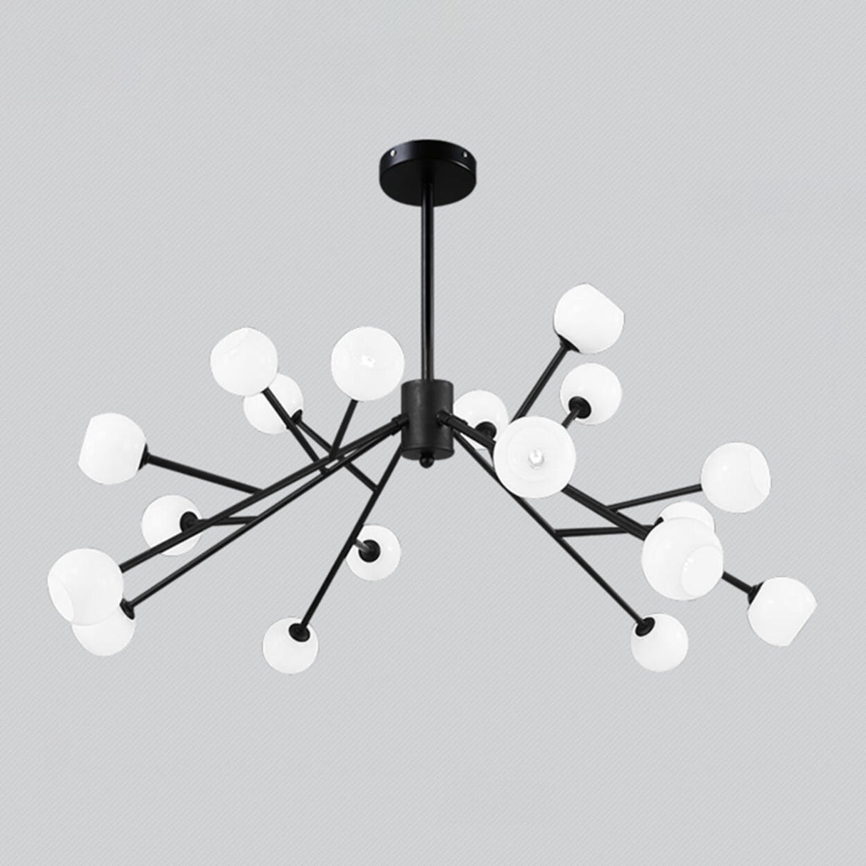 Modern Black and White Glass Globe Sputnik Chandelier Image - 5