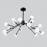 Modern Black and White Glass Globe Sputnik Chandelier Image - 5