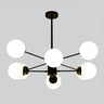 Modern Black and White Glass Globe Sputnik Chandelier Image - 7