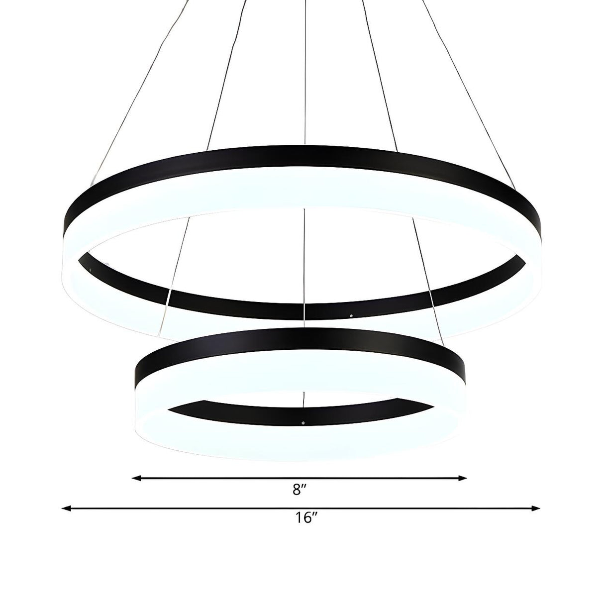 Modern Black and White Ring Acrylic Loop Pendant Chandelier Image - 10