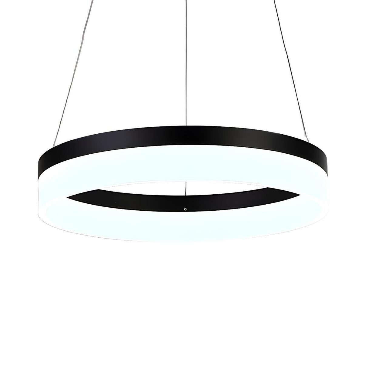 Modern Black and White Ring Acrylic Loop Pendant Chandelier Image - 11