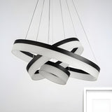 Modern Black and White Ring Acrylic Loop Pendant Chandelier Image - 33