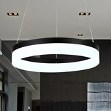 Modern Black and White Ring Acrylic Loop Pendant Chandelier Image - 37