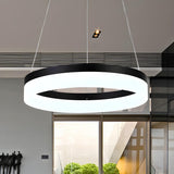 Modern Black and White Ring Acrylic Loop Pendant Chandelier Image - 38