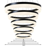 Modern Black and White Ring Acrylic Loop Pendant Chandelier Image - 4