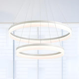 Modern Black and White Ring Acrylic Loop Pendant Chandelier Image - 42