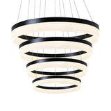 Modern Black and White Ring Acrylic Loop Pendant Chandelier Image - 5