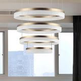 Modern Black and White Ring Acrylic Loop Pendant Chandelier Image - 50