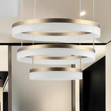 Modern Black and White Ring Acrylic Loop Pendant Chandelier Image - 51