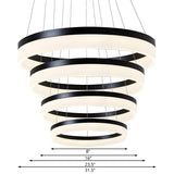 Modern Black and White Ring Acrylic Loop Pendant Chandelier Image - 6