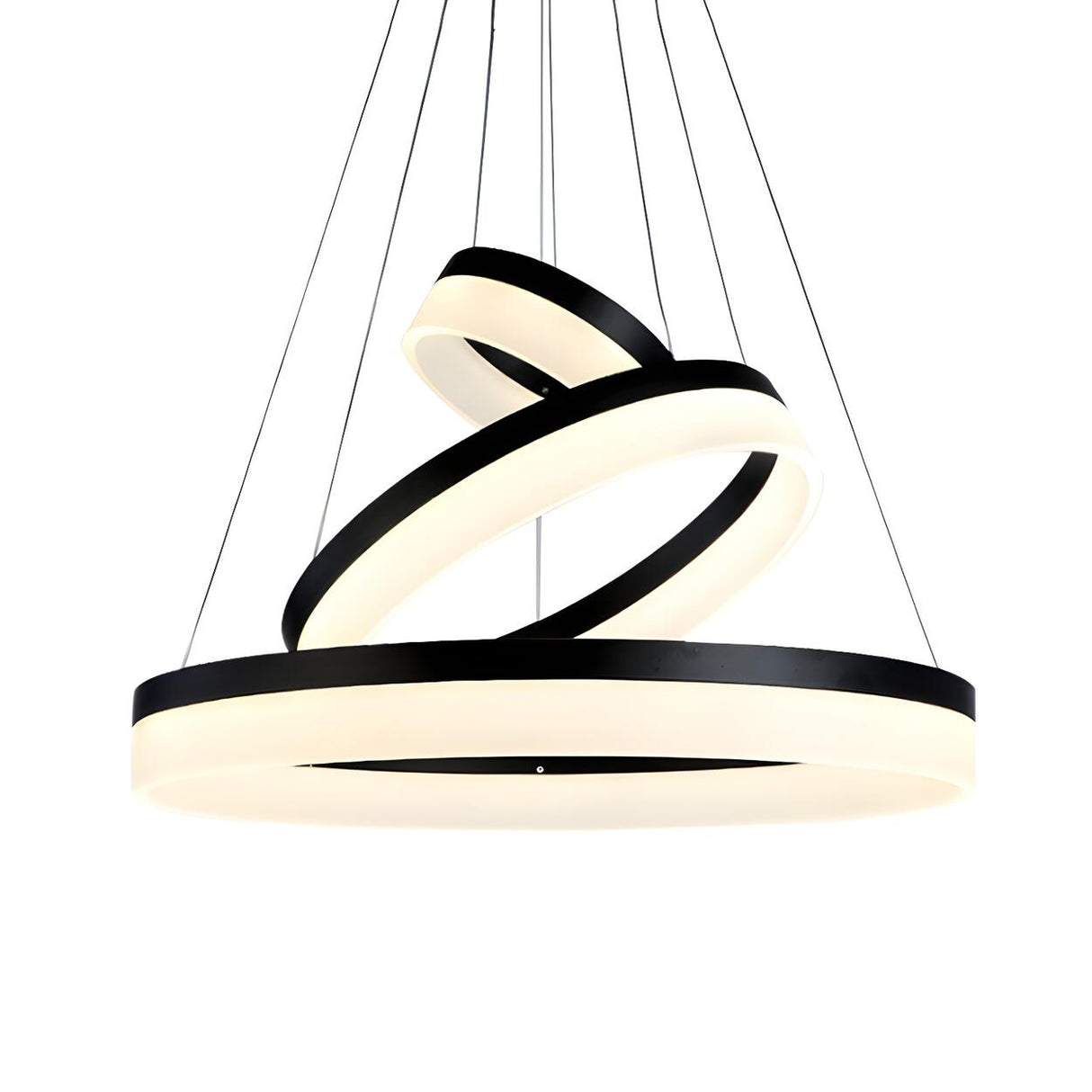 Modern Black and White Ring Acrylic Loop Pendant Chandelier Image - 7