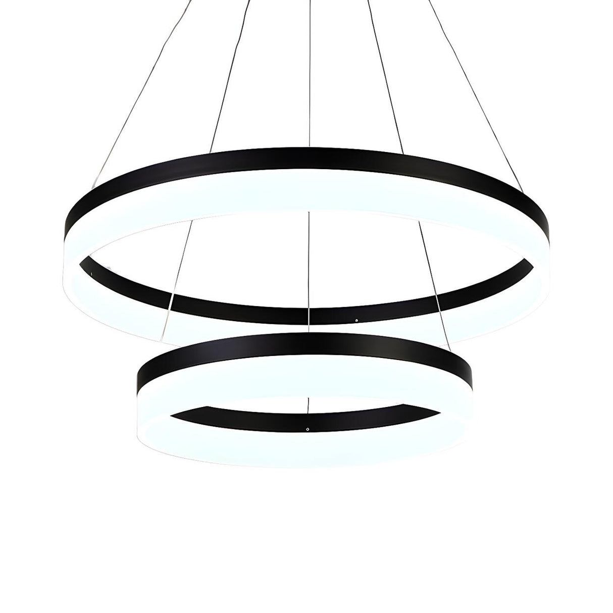 Modern Black and White Ring Acrylic Loop Pendant Chandelier Image - 9