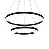 Modern Black and White Ring Acrylic Loop Pendant Chandelier Image - 9