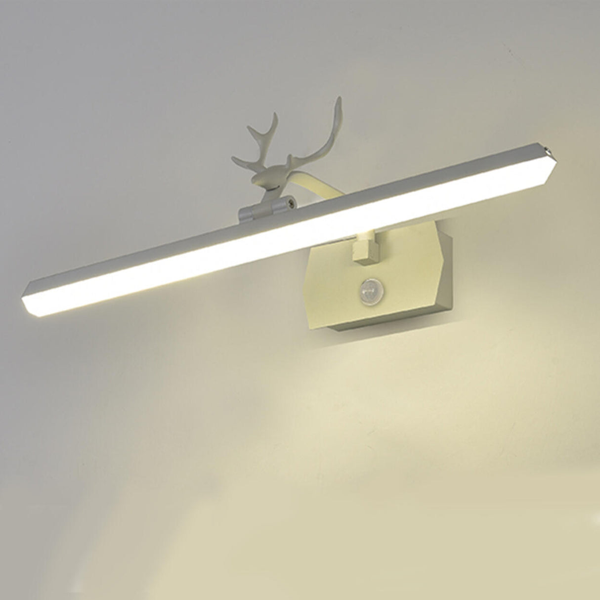 Modern Black Antler and Linear Bathroom Vanity Light Image - 2