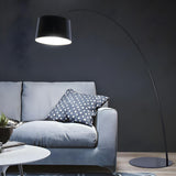 Modern Black Barrel Arc Metal Living Room Floor Lamp Image - 13