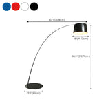 Modern Black Barrel Arc Metal Living Room Floor Lamp #size